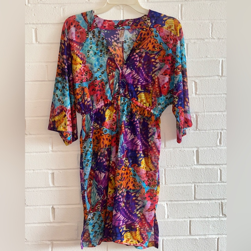 Luli Fama Colorful Butterfly Pattern Dress